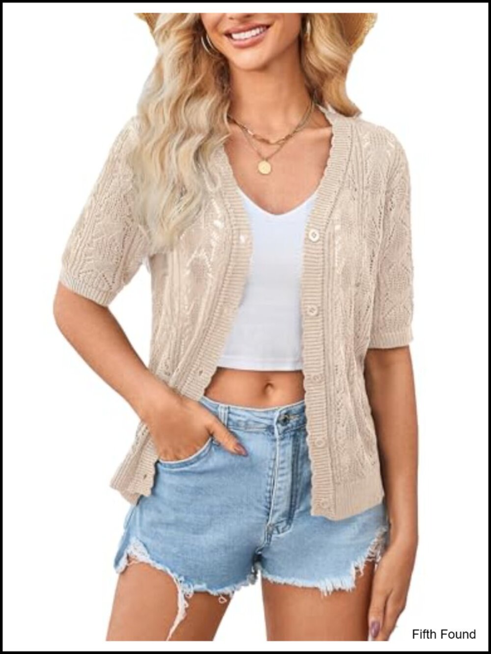 Womens Crochet Shrug Short Sleeve Lightweight Cardigan Sweater